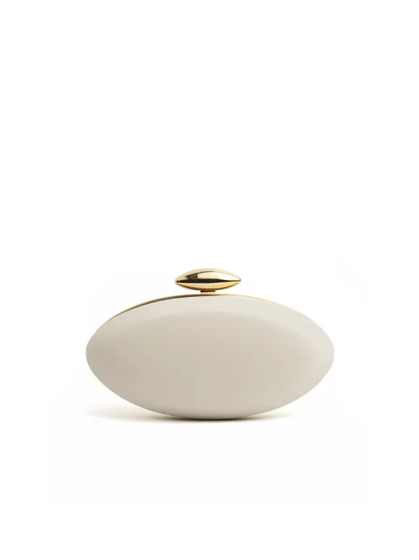 Olivia Sculpted Leather Clutch - White sold by JW PEI