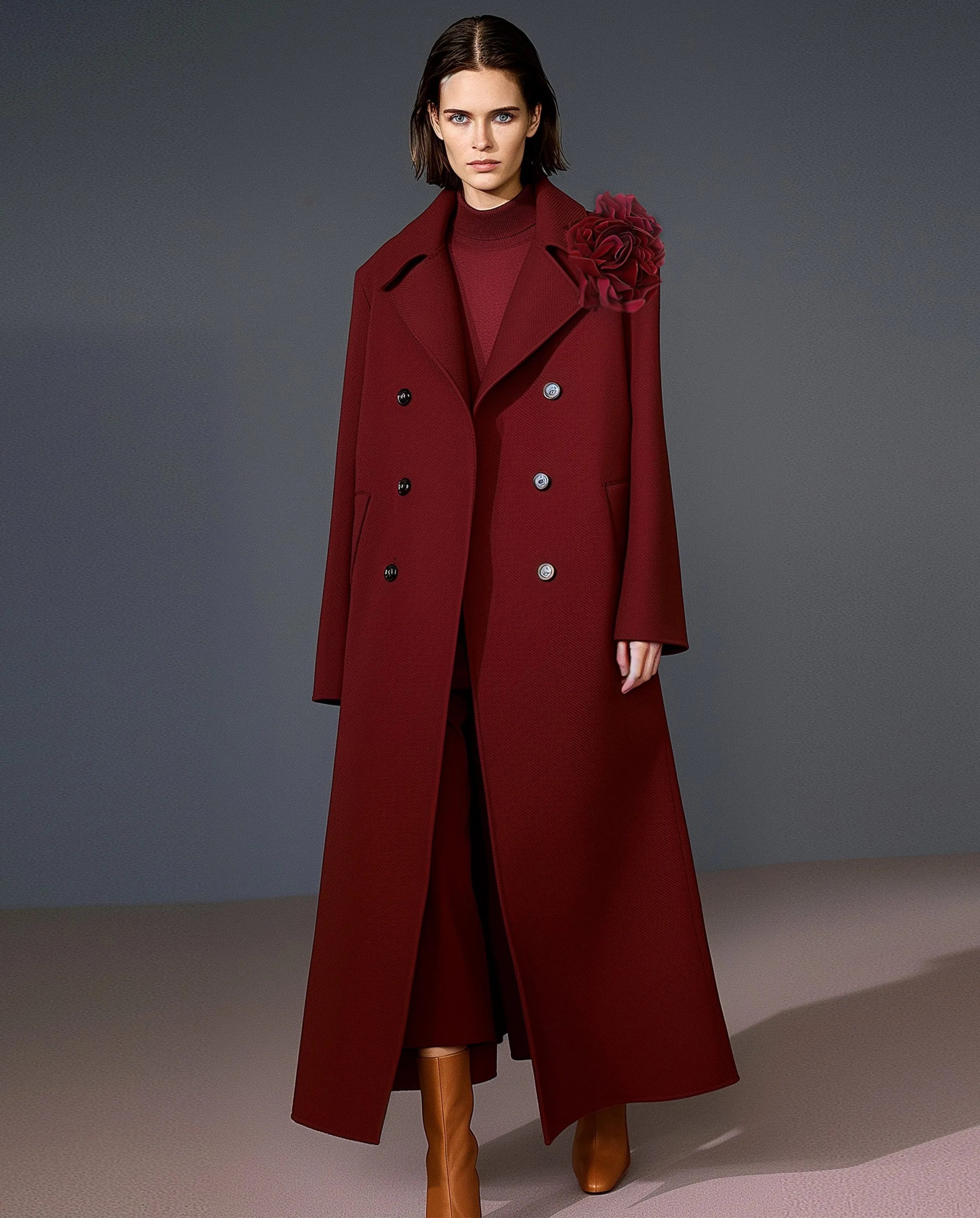 Scarlett Double-Breasted Coat - Red sold by JW PEI