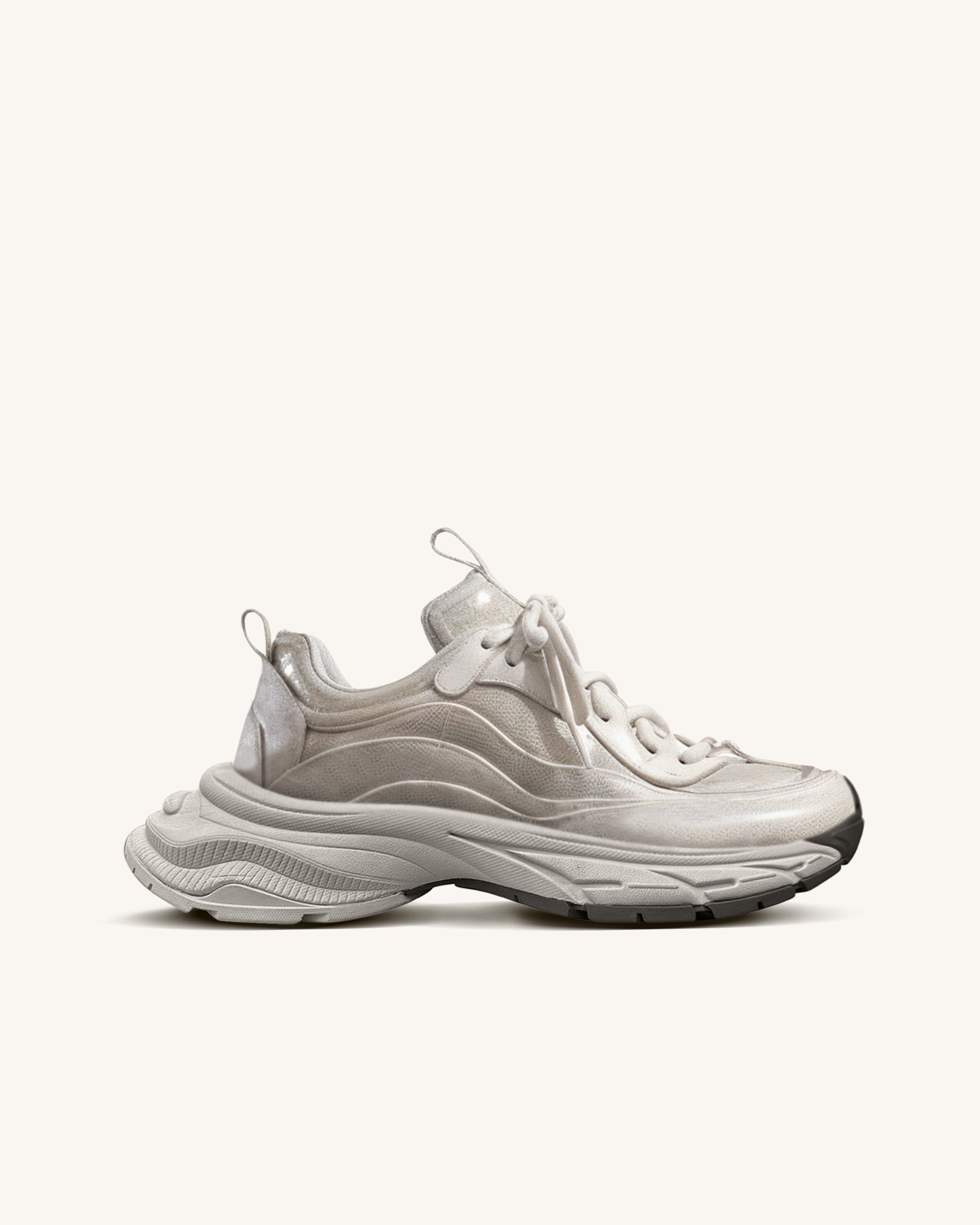 Mackenzie Lace-up Sneakers - Silver White sold by JW PEI