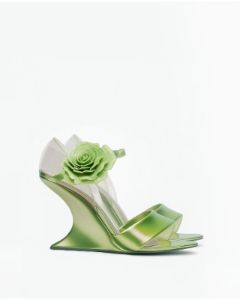 Flower Decorated Wedge Sandals - Green sold by JW PEI