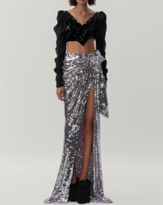 Sequin Rose Skirt - Silver sold by JW PEI
