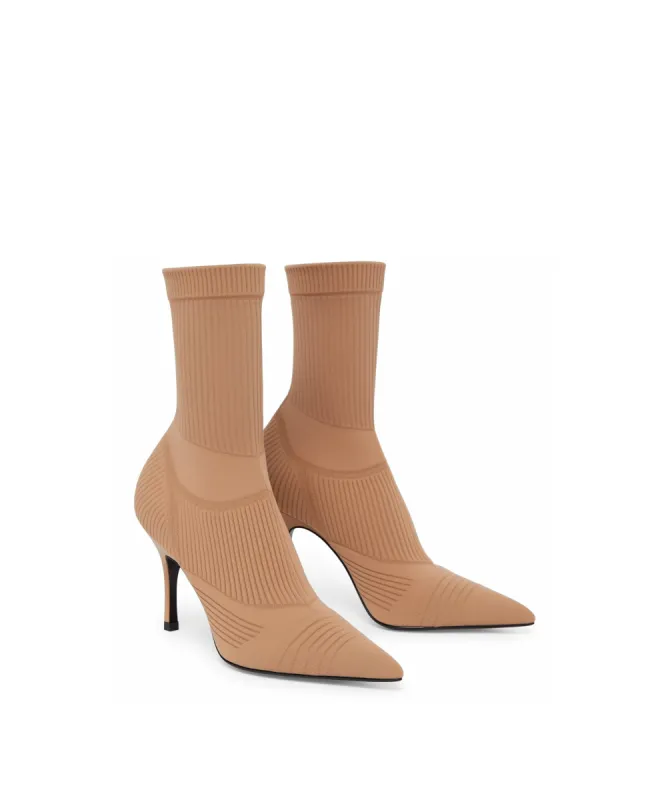 Khaki brown knitted high heel boots made by JW PEI