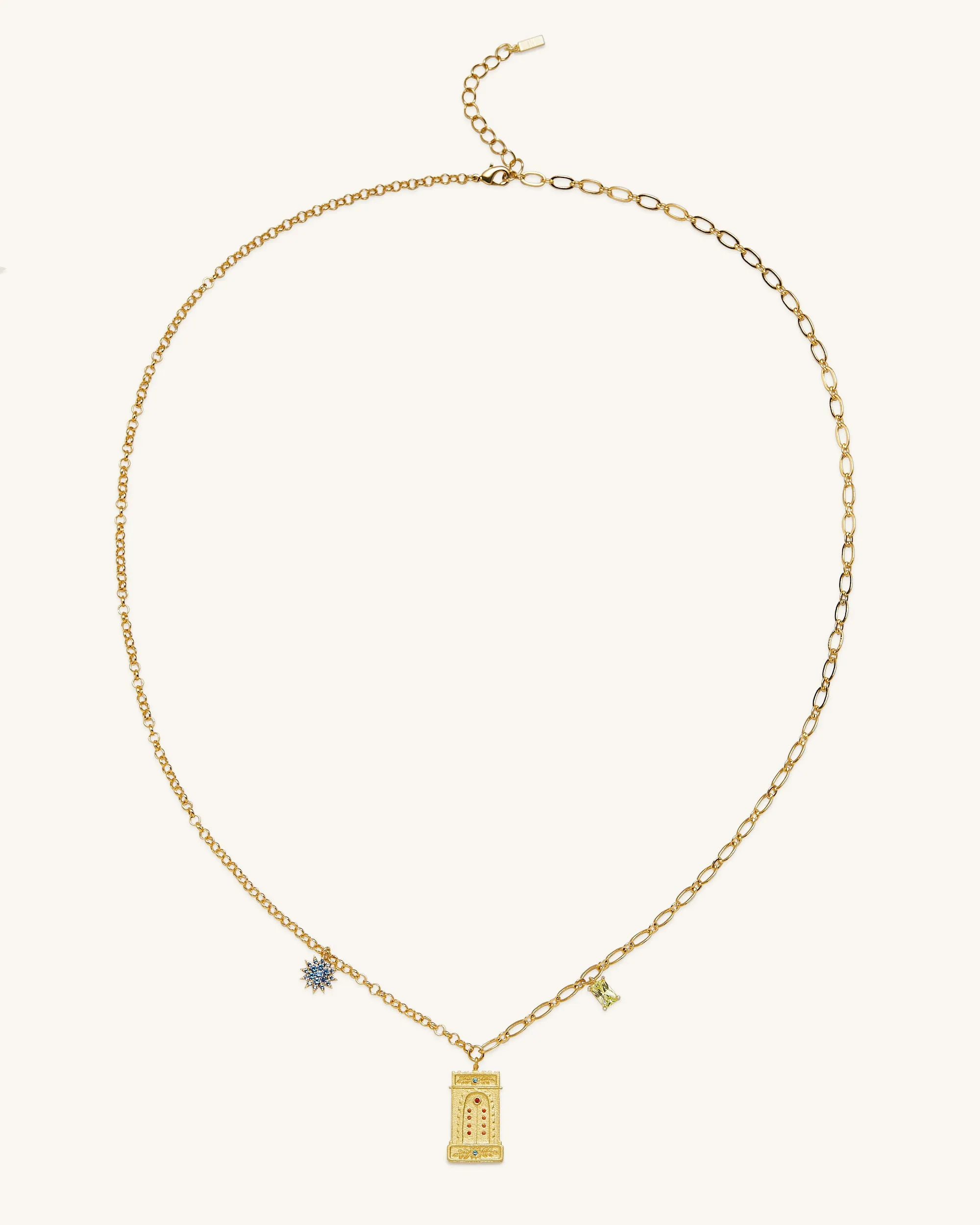 Roman Arch Pendant Necklace - 18ct Gold Plated & Multicolor Zircon sold by JW PEI product image thumbnail 2