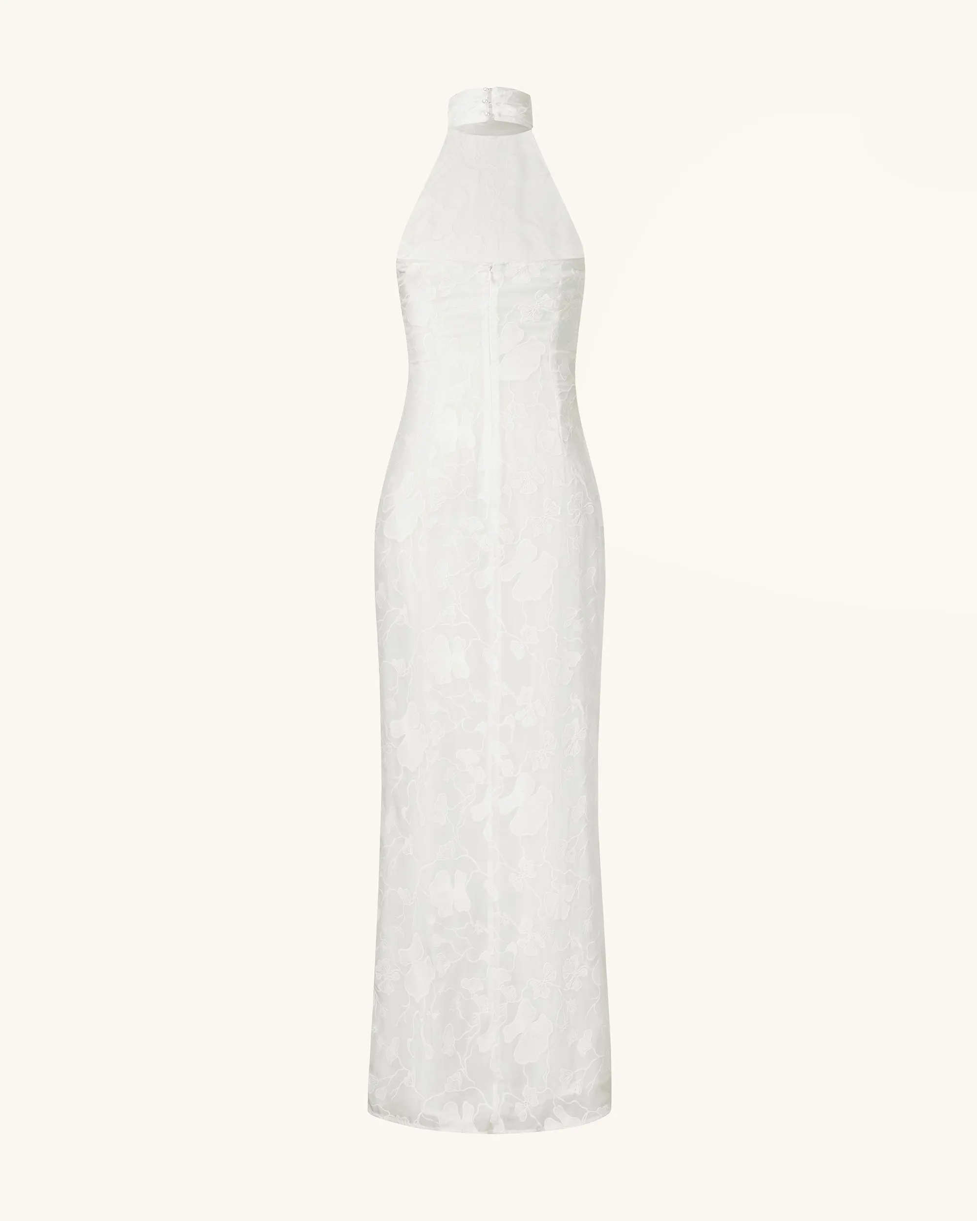 Uliana White Floral Lace Halterneck Maxi Dress - White sold by JW PEI product image thumbnail 3