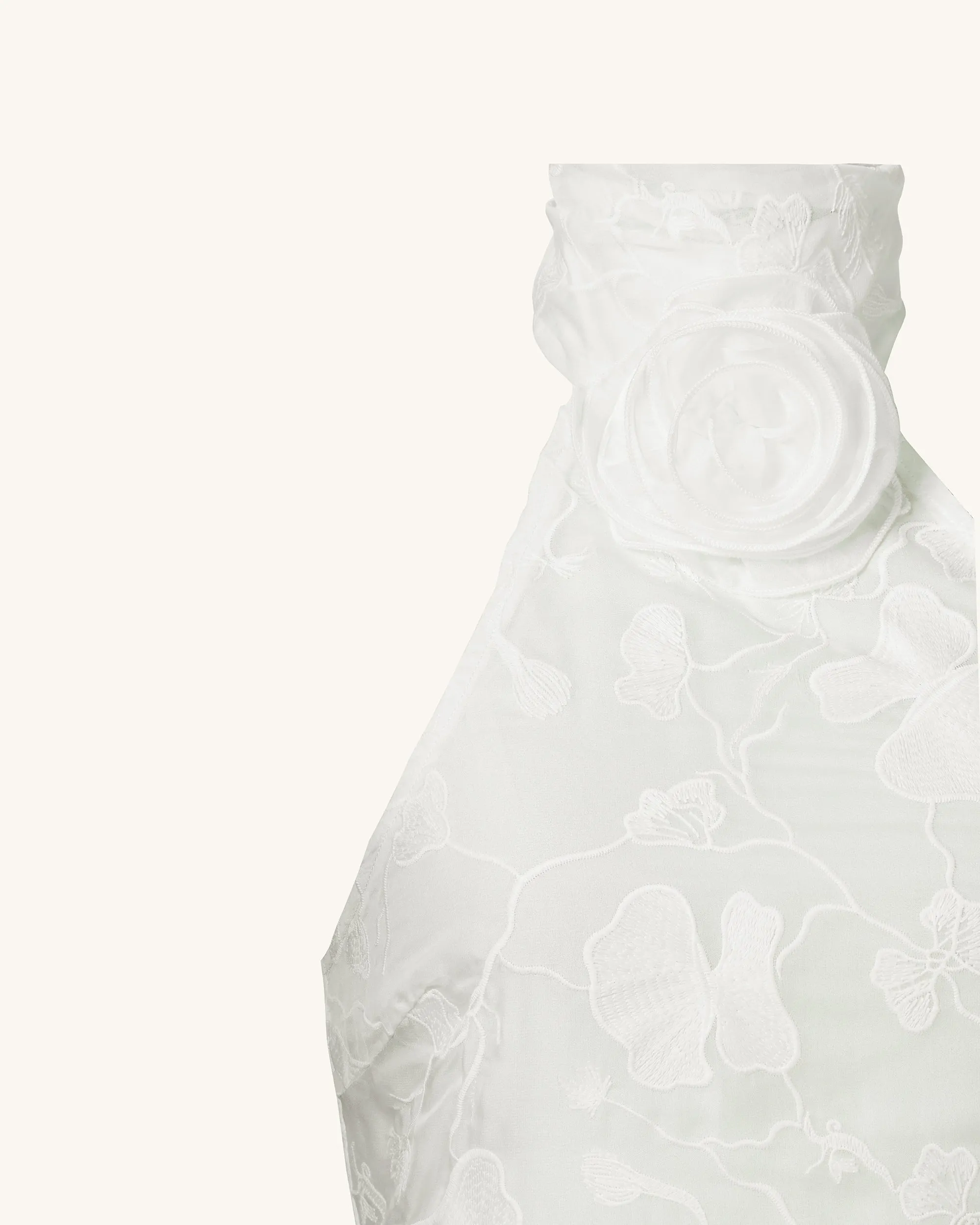 Uliana White Floral Lace Halterneck Maxi Dress - White sold by JW PEI product image thumbnail 4