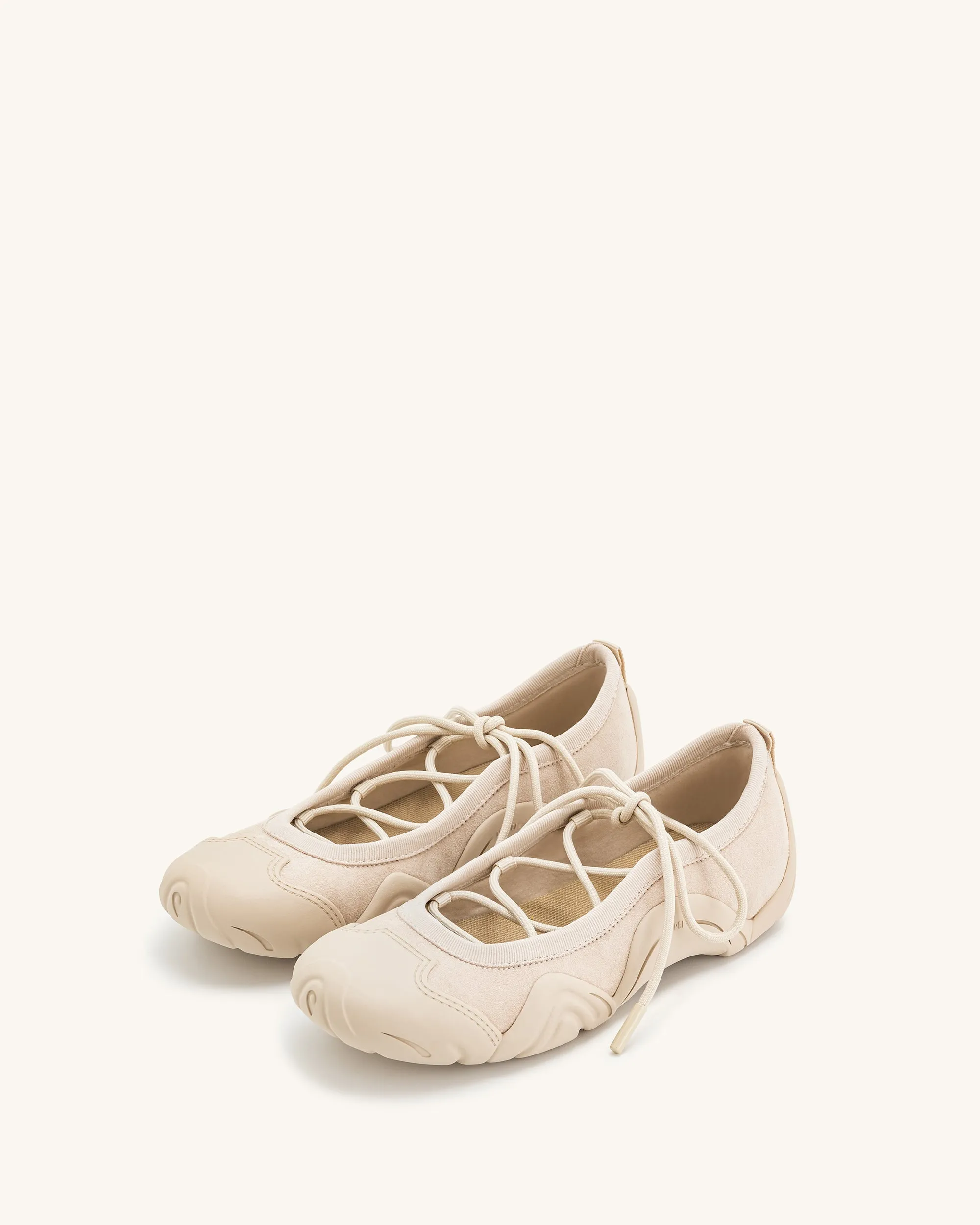 Caitlin Lace-up Ballerina Sneakers - Beige | Parallel