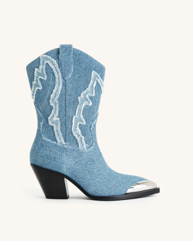 Riya Denim Cowboy Boot - Blue sold by JW PEI