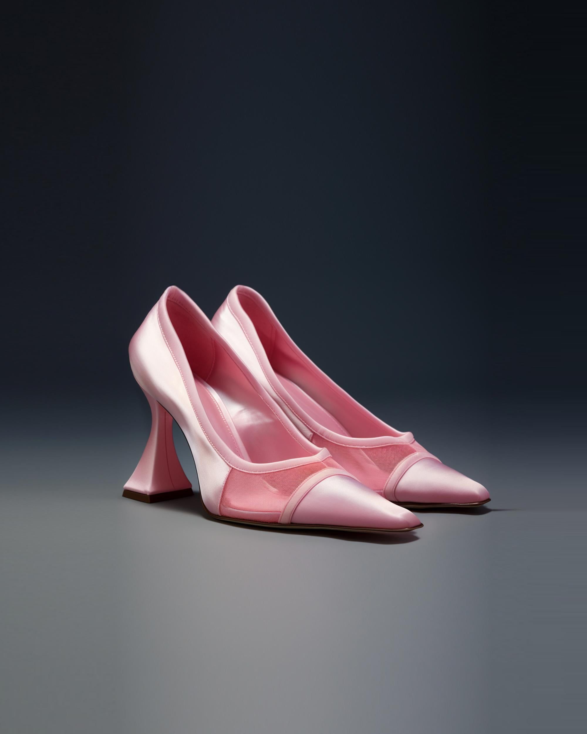 Pink Mesh and Satin Pumps-Pink sold by JW PEI