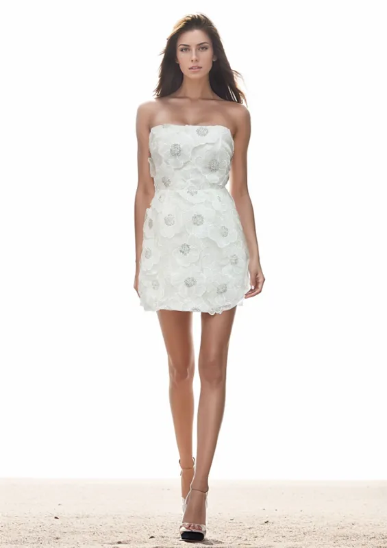 White Flower Sequin Embroidered Dress sold by JW PEI