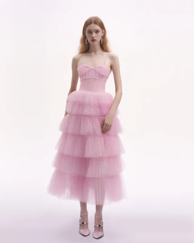 Pink Layered Tulle Dress - Pink sold by JW PEI