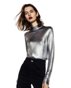 Silver Foil Coating Turtleneck Sweater sold by JW PEI