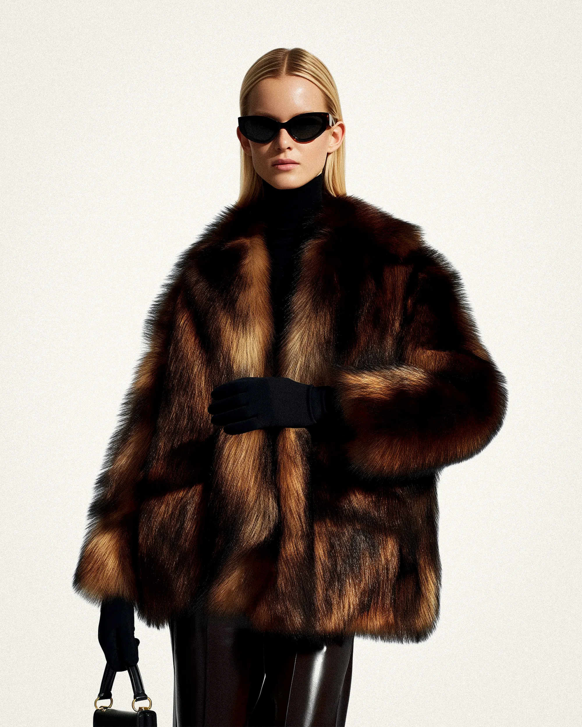 Ava Faux Fur Short Coat - Dark Brown sold by JW PEI