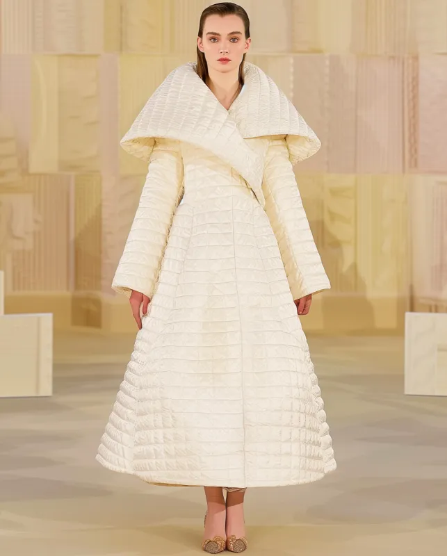 Sophia Quilted Coat - White sold by JW PEI