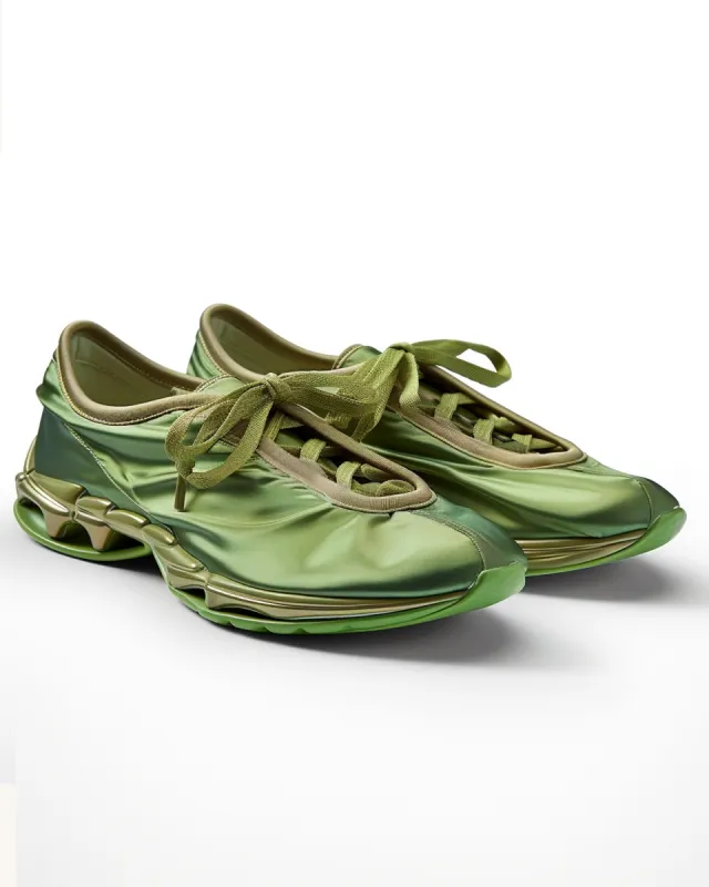 Satin Lacing-up Ballerina Sneakers-Green sold by JW PEI