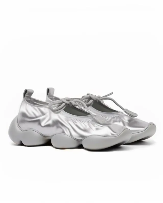 Metallic Elasticised Ballerina Sneakers - Silver sold by JW PEI