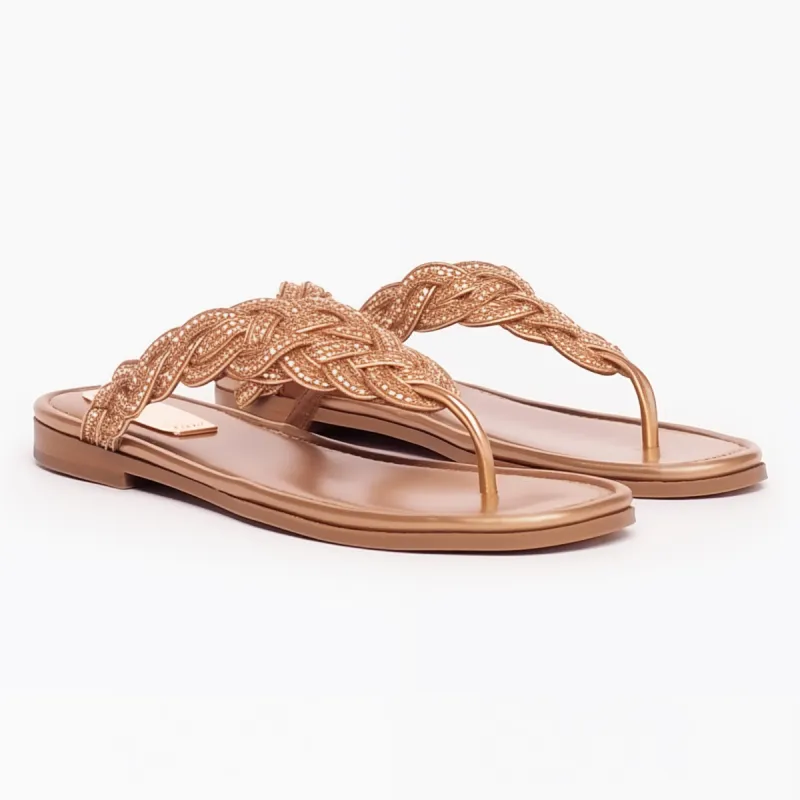 Flat Flip Flops
Weave strap
Artificial Crystal sold by JW PEI