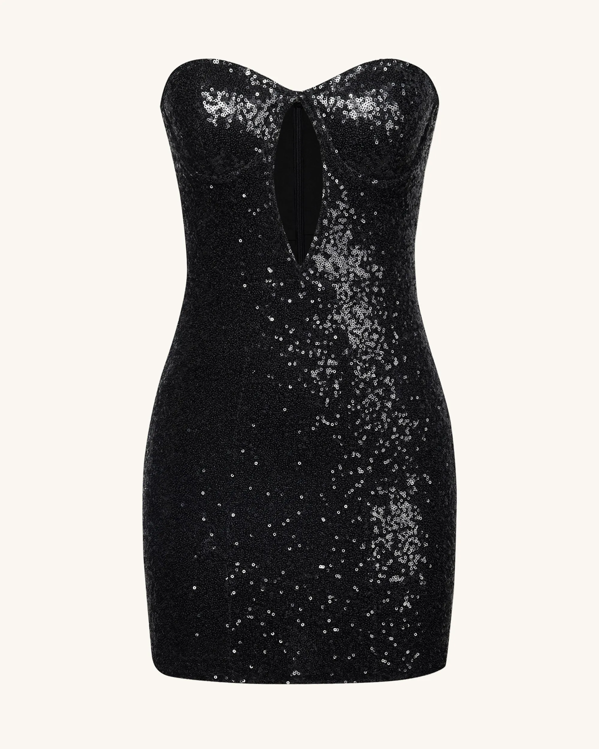 Brynlee Black Sequinned Strapless Mini Dress - Black sold by JW PEI