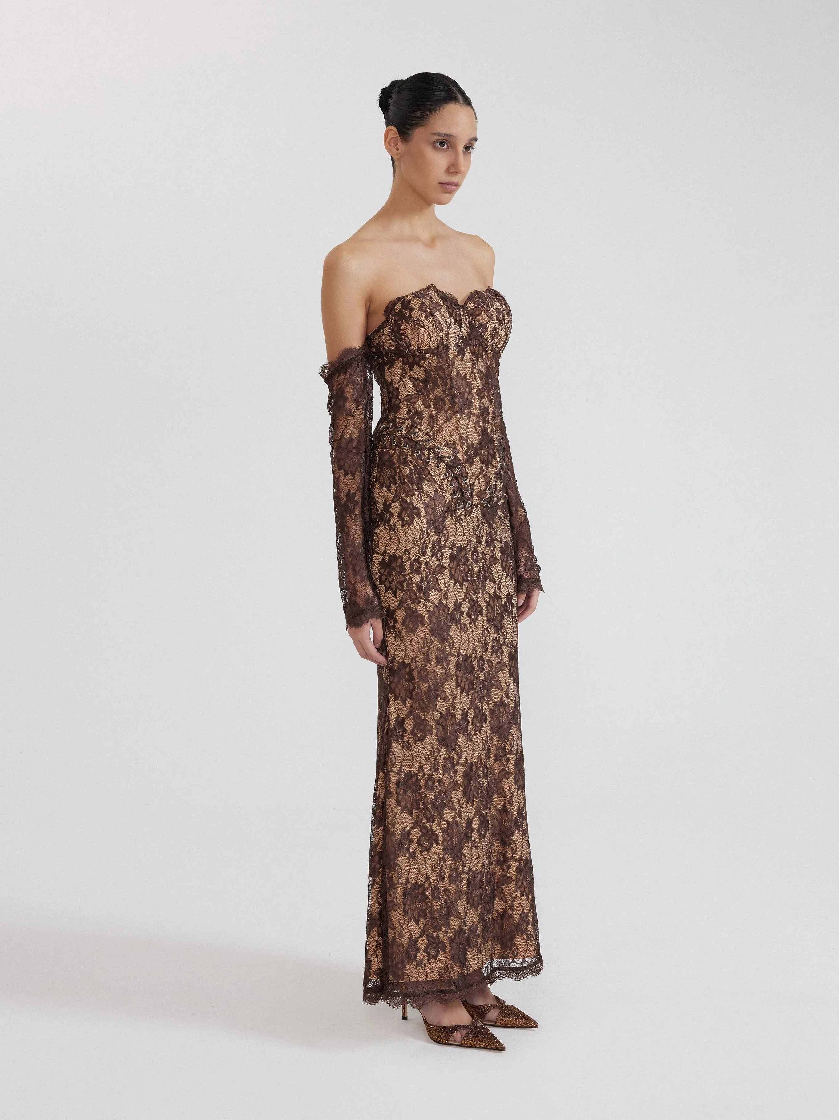 Lace Off-Shoulder Gown - Brown sold by JW PEI product image thumbnail 2