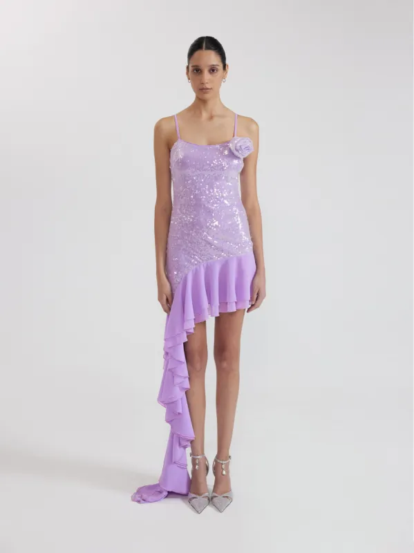 Asymmetrical Sequin Dress - Lavender sold by JW PEI