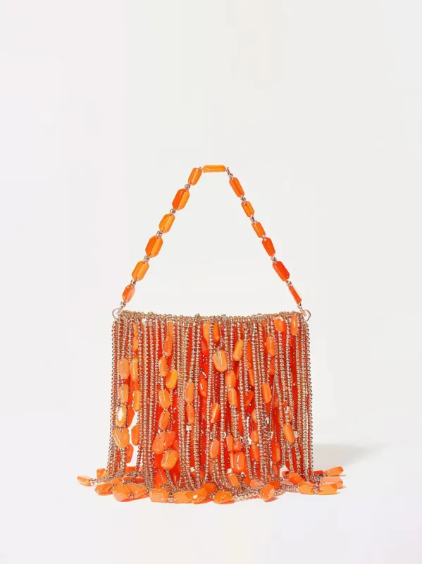 Isabella Orange Crystal Fringe Bag - Orange sold by JW PEI