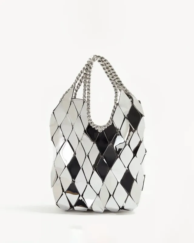 Mirrored Harlequin Tote Bag - Silver sold by JW PEI