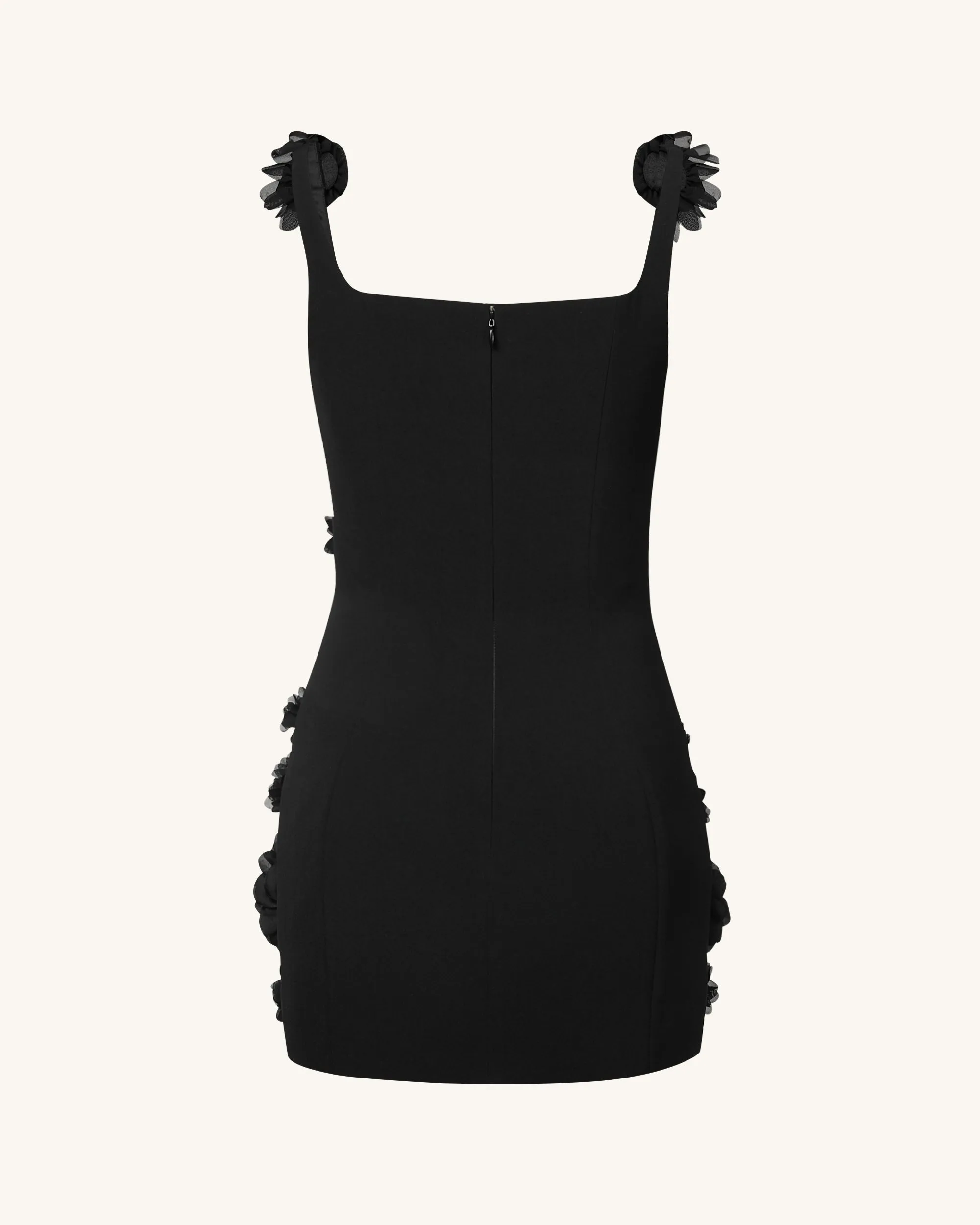 Elaina Black Rosette Applique Mini Dress - Black sold by JW PEI product image thumbnail 4