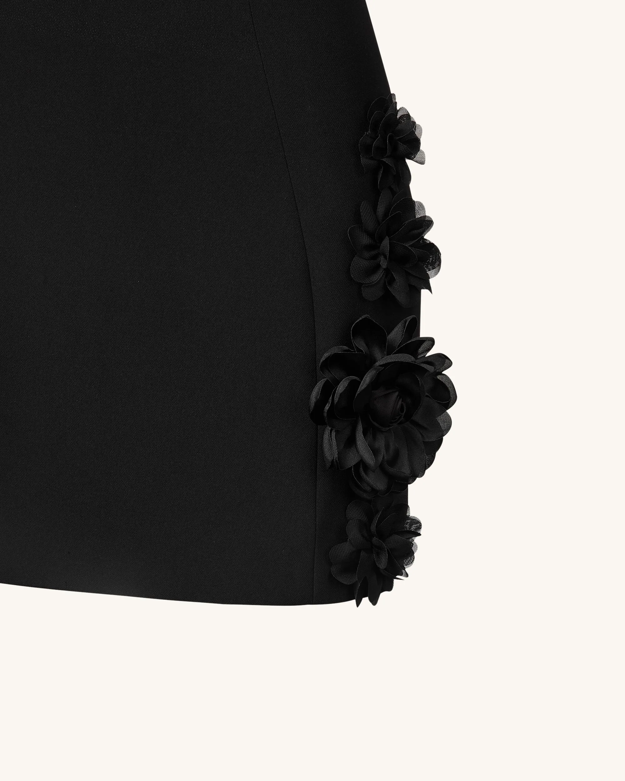 Elaina Black Rosette Applique Mini Dress - Black sold by JW PEI product image thumbnail 3