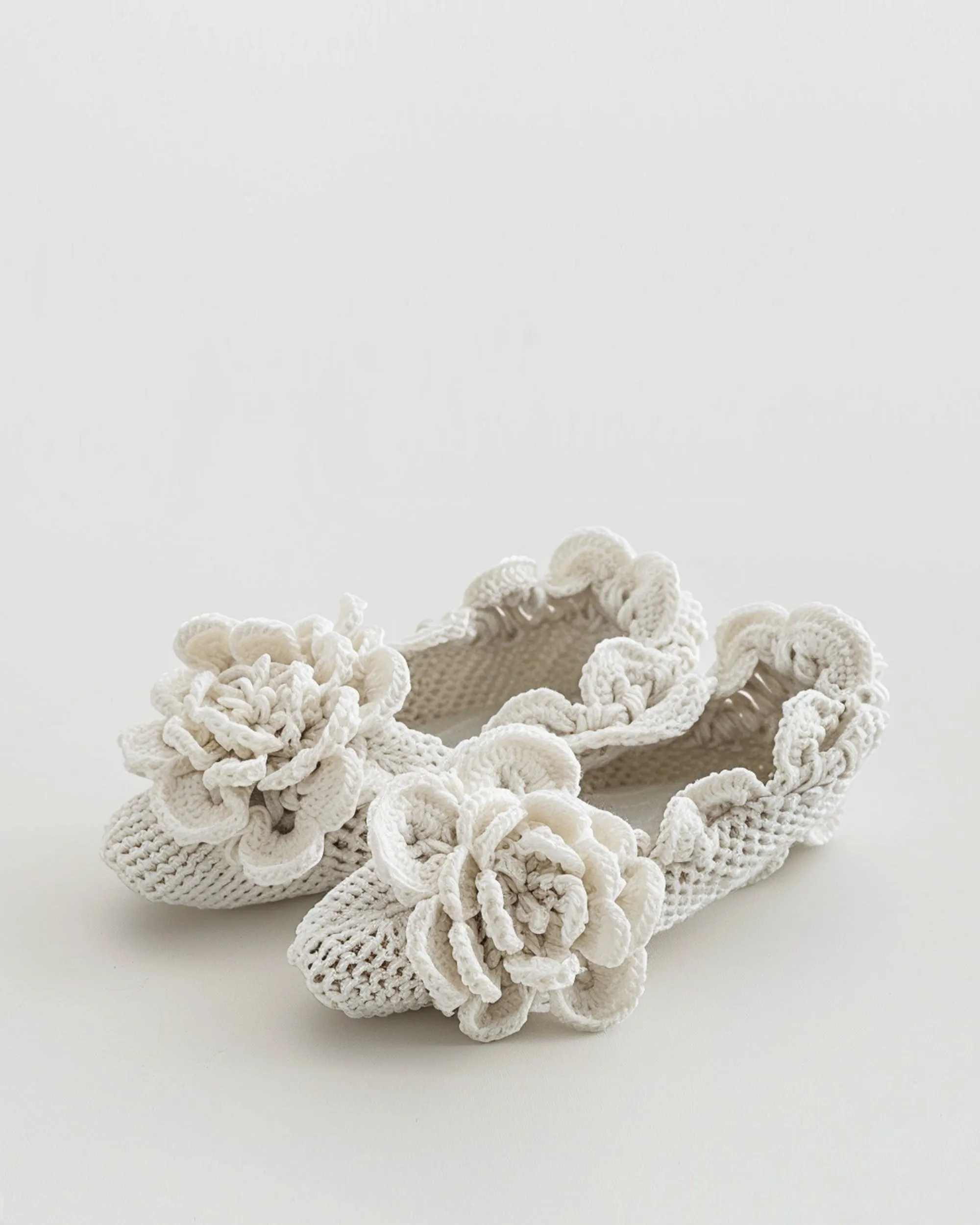 Floral Knit Ballerina Flats - Cream sold by JW PEI