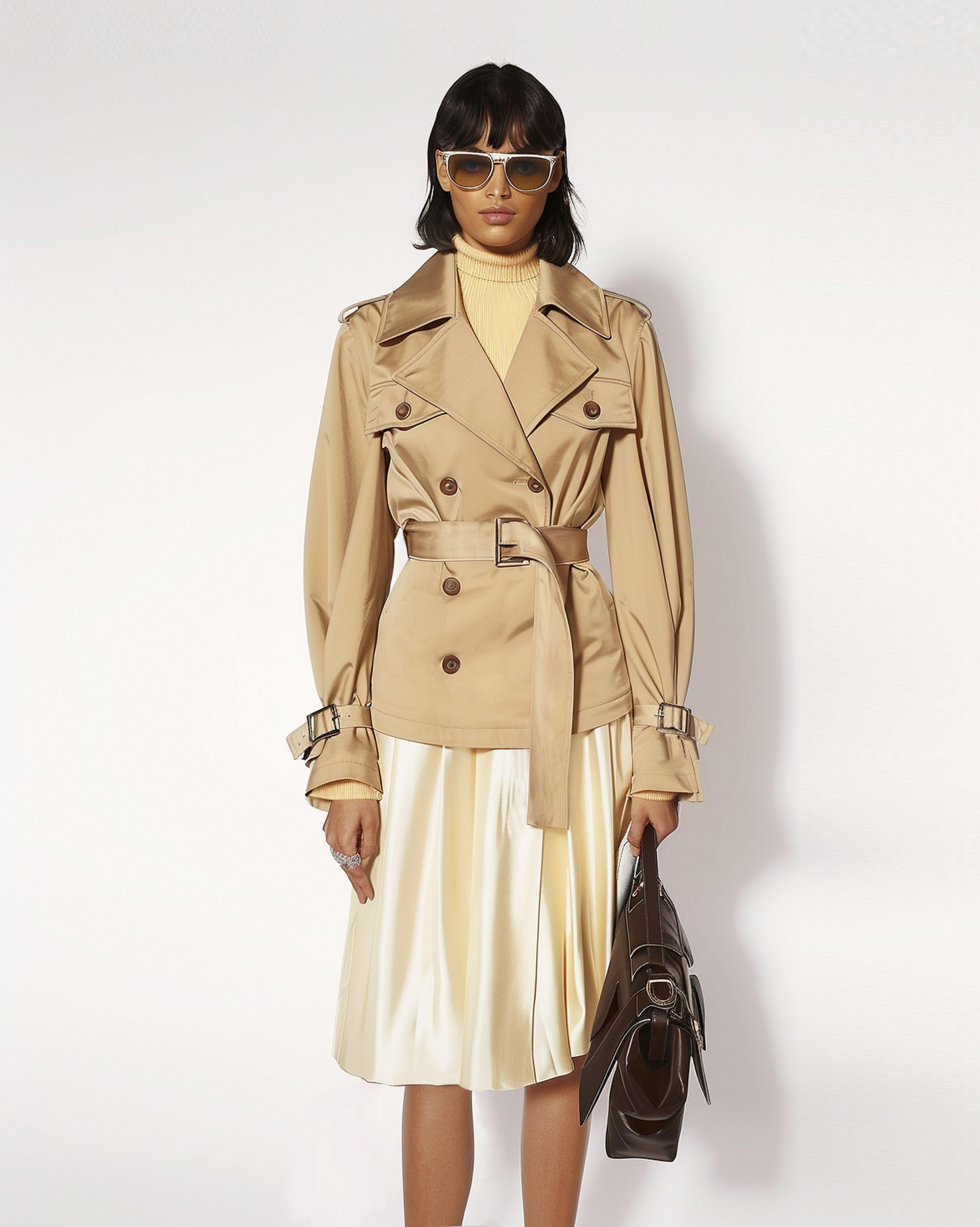Beige Double-Breasted Trench Jacket sold by JW PEI