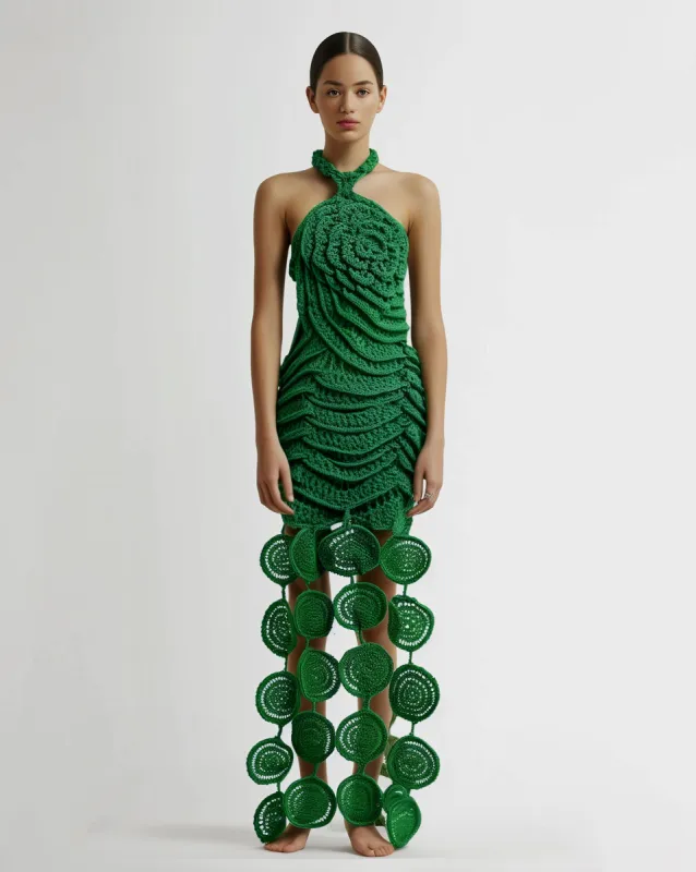 Green Crochet Halter Dress sold by JW PEI