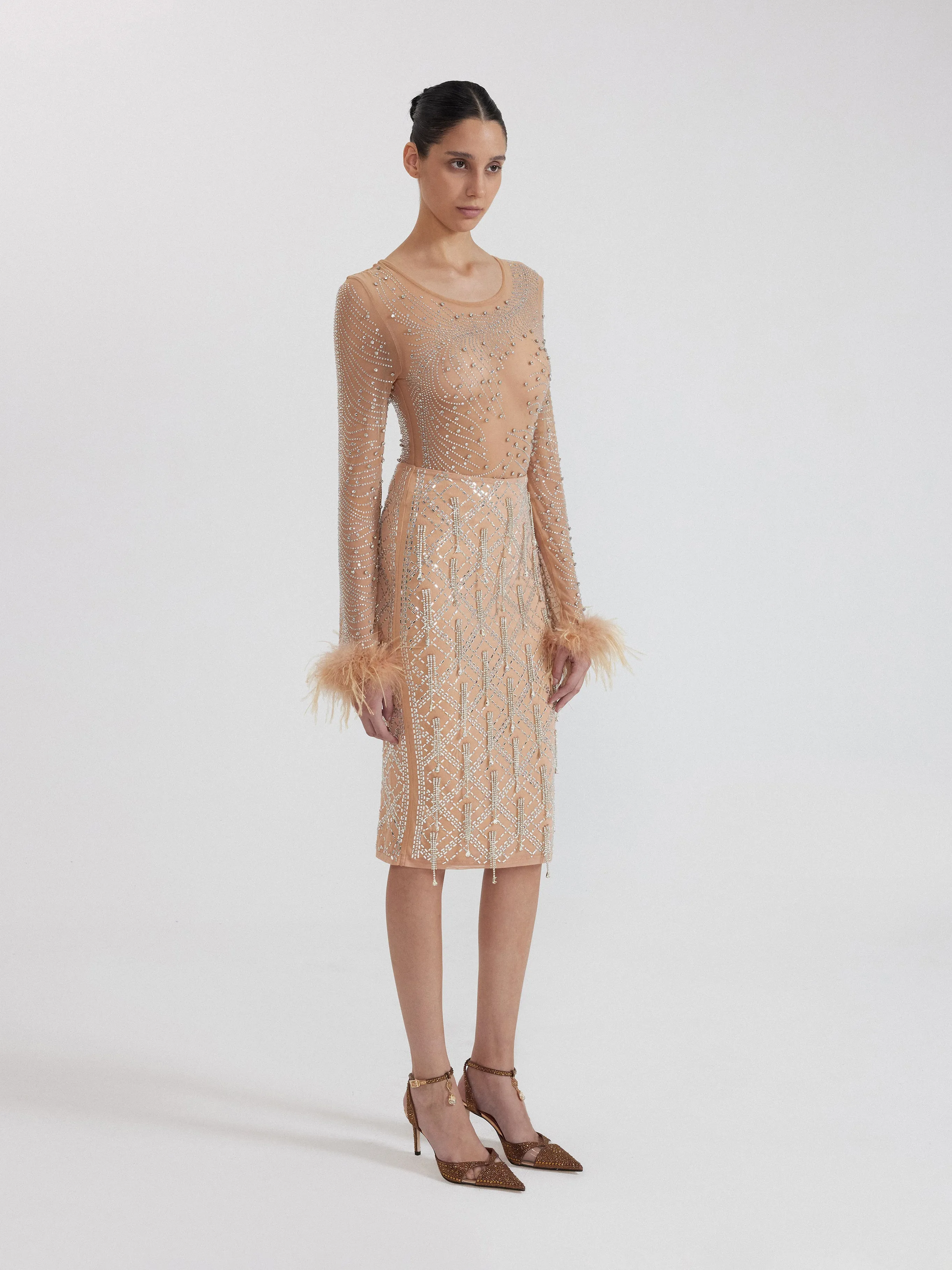 Peach Feather and Sequin Dress - Peach sold by JW PEI product image thumbnail 2