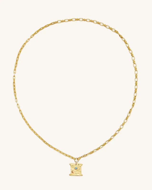 Cosmos Square Necklace - 18ct Gold Plated & Multicolor Zircon sold by JW PEI