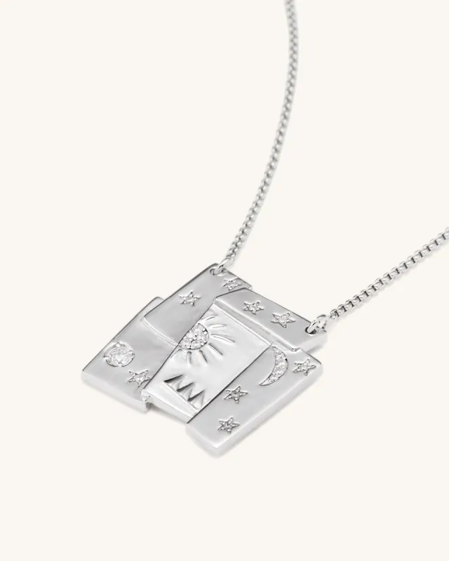 Cosmos Combination Necklace - 18ct White Gold Plated & White Zircon sold by JW PEI