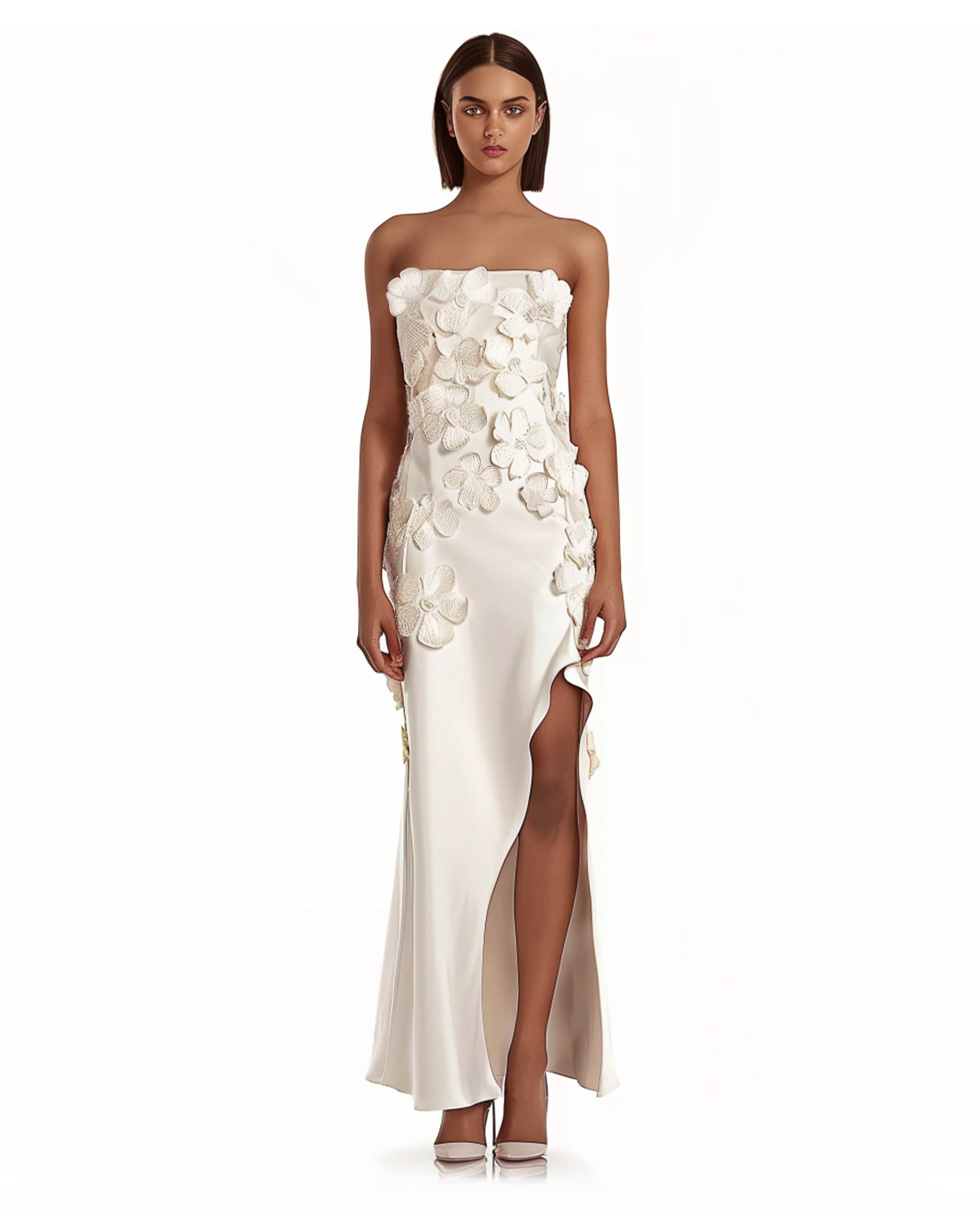 Floral Embroidered Long Dress - White sold by JW PEI