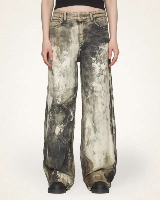 Hitomi Paint Splatter Wide-Leg Jeans - Multicolor sold by JW PEI