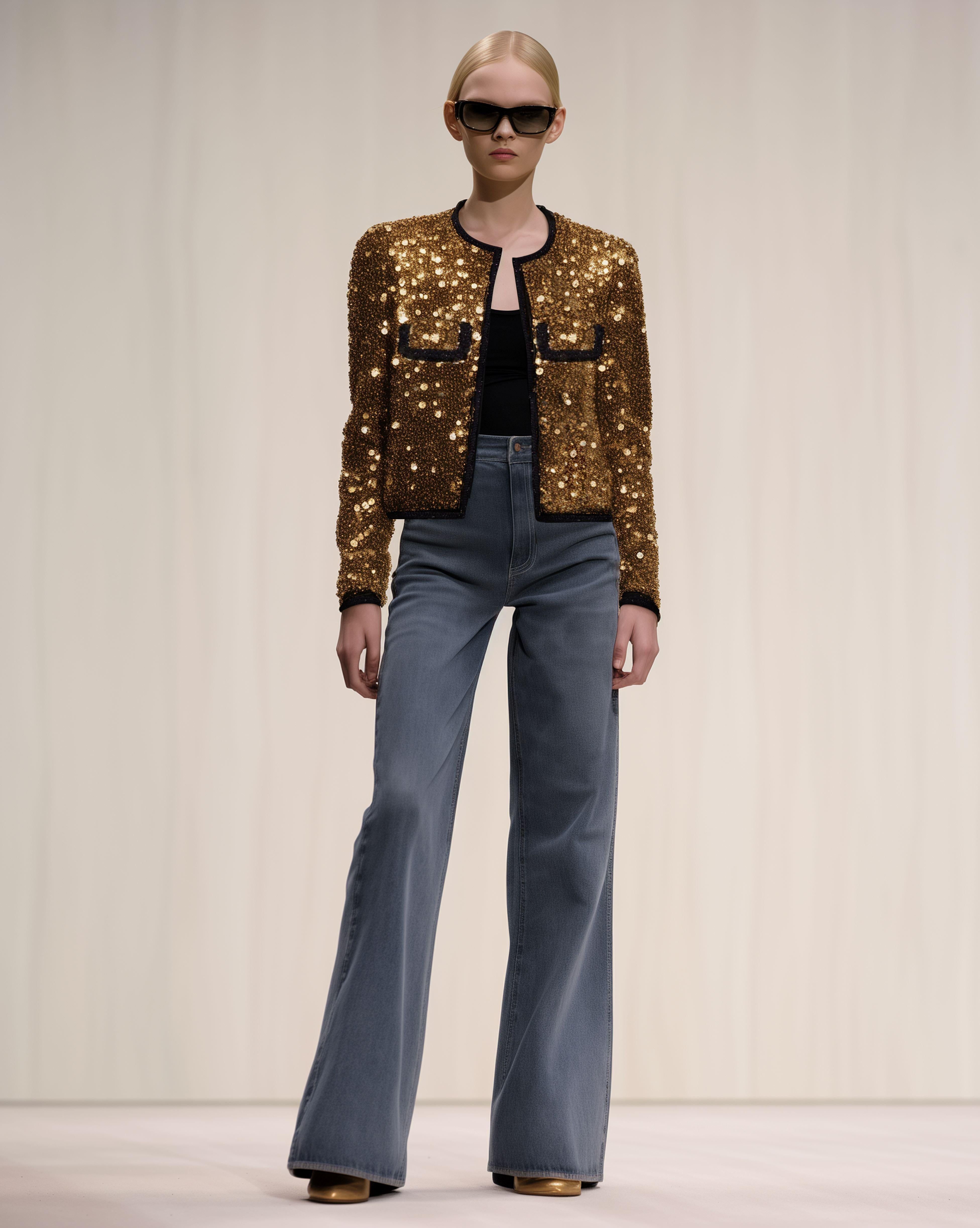 Gold Sequinned Short Jacket sold by JW PEI