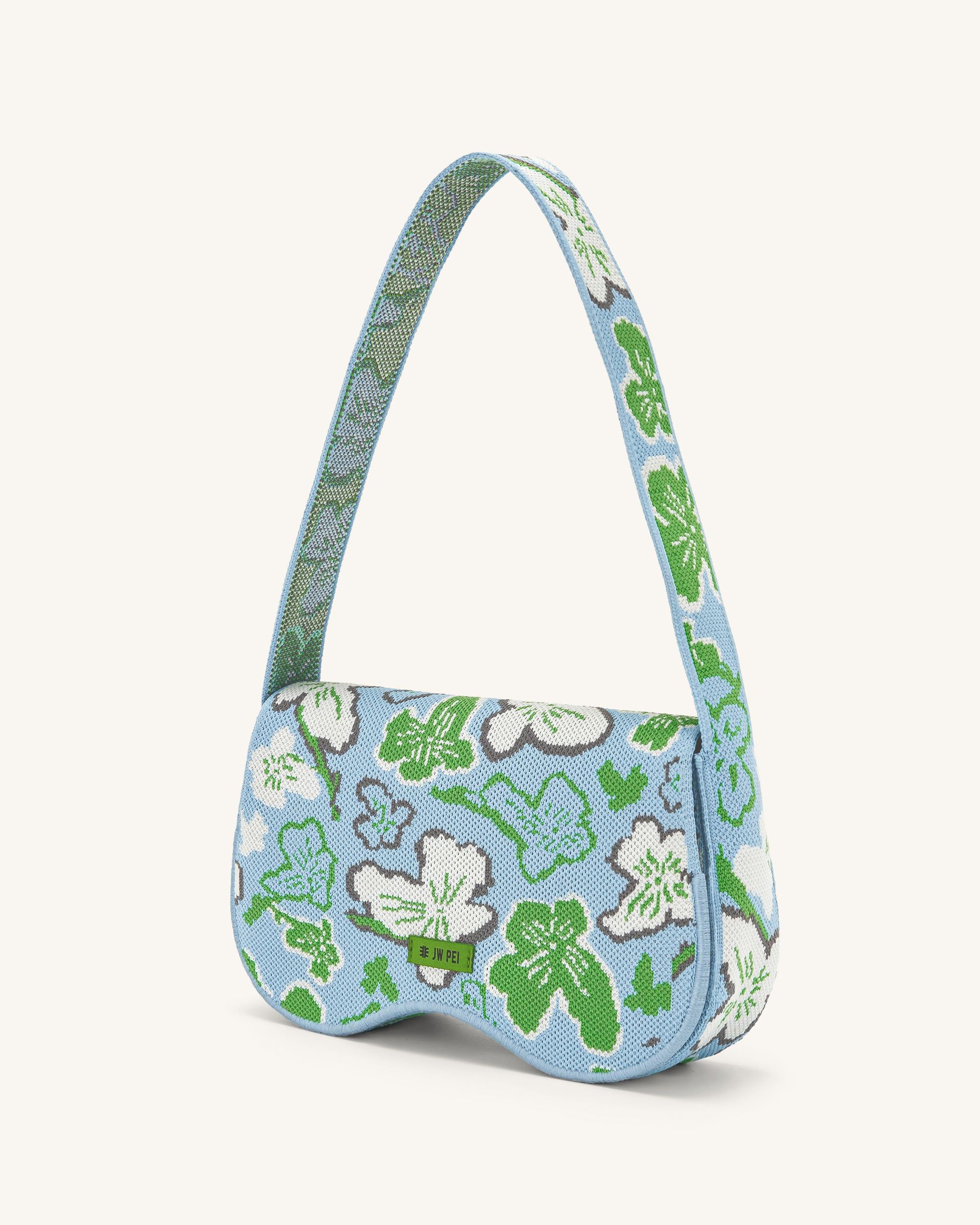 Becci Knitted Shoulder Bag - Flower Collection - Ice & Green & White & Gray sold by JW PEI product image thumbnail 2