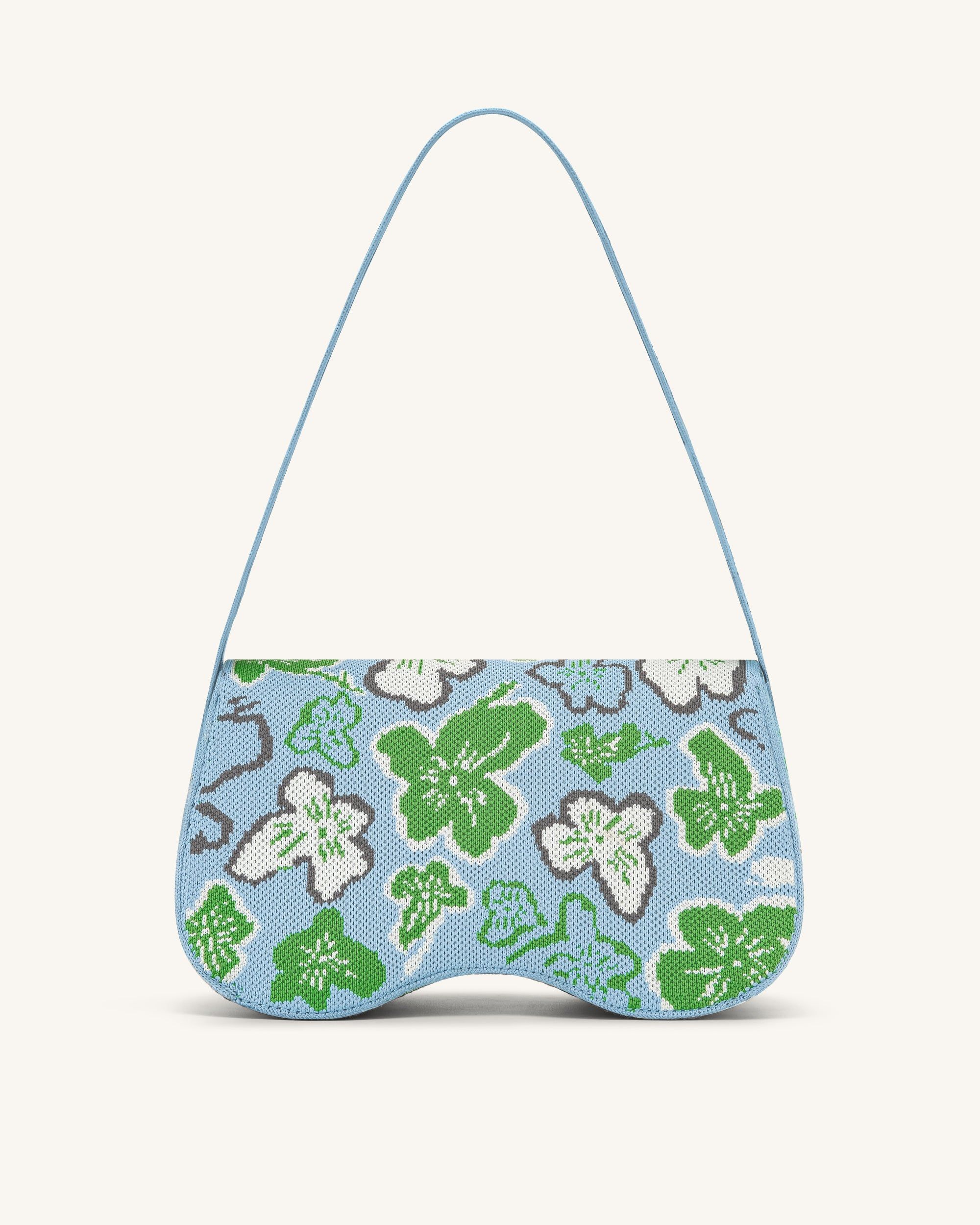 Becci Knitted Shoulder Bag - Flower Collection - Ice & Green & White & Gray sold by JW PEI product image thumbnail 3