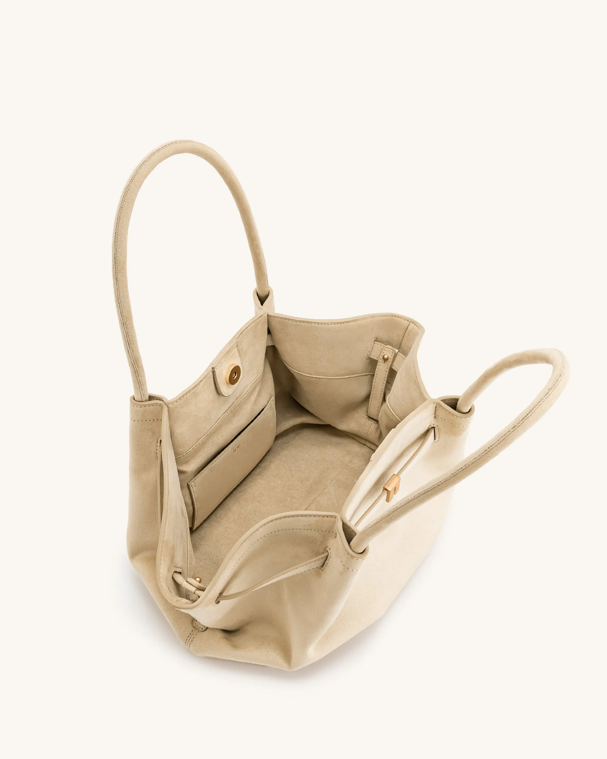 Hana Medium Faux Suede Tote Bag - Off White sold by JW PEI product image thumbnail 5