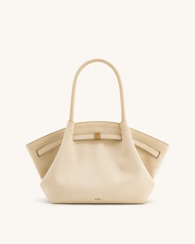 Hana Medium Faux Suede Tote Bag - Off White sold by JW PEI
