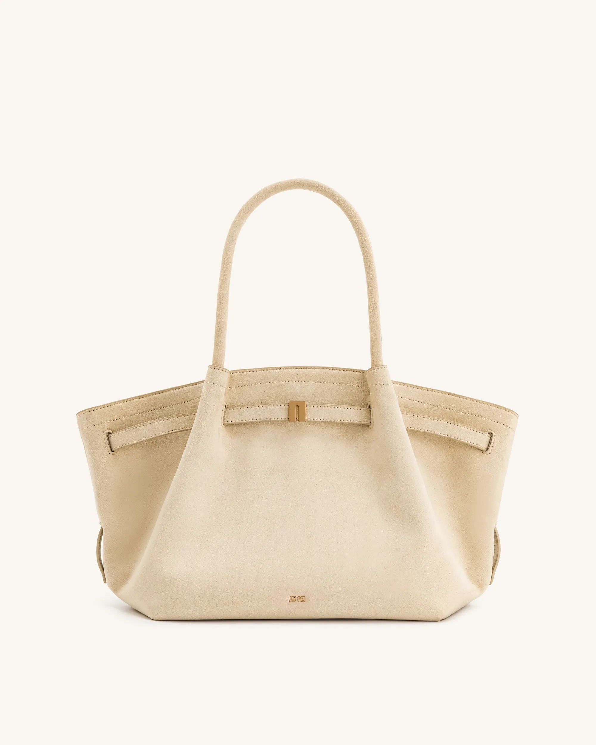Hana Medium Faux Suede Tote Bag - Off White | Parallel