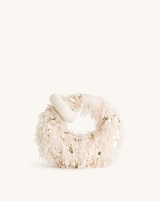 Abacus Faux Fur And Sequin Mini Top Handle Bag - Beige sold by JW PEI