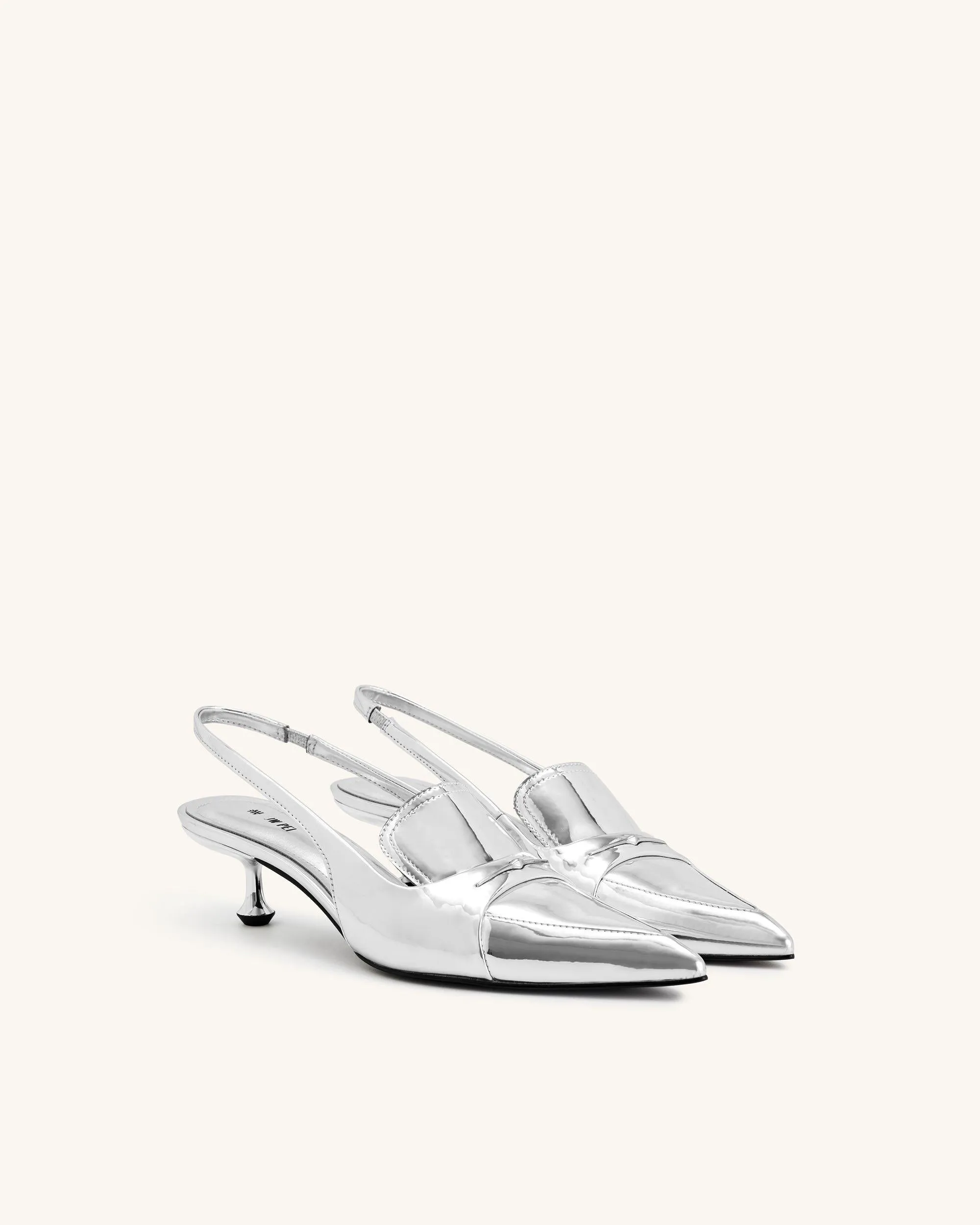 Carla Metallic Kitten Heel Pumps - Silver sold by JW PEI product image thumbnail 2