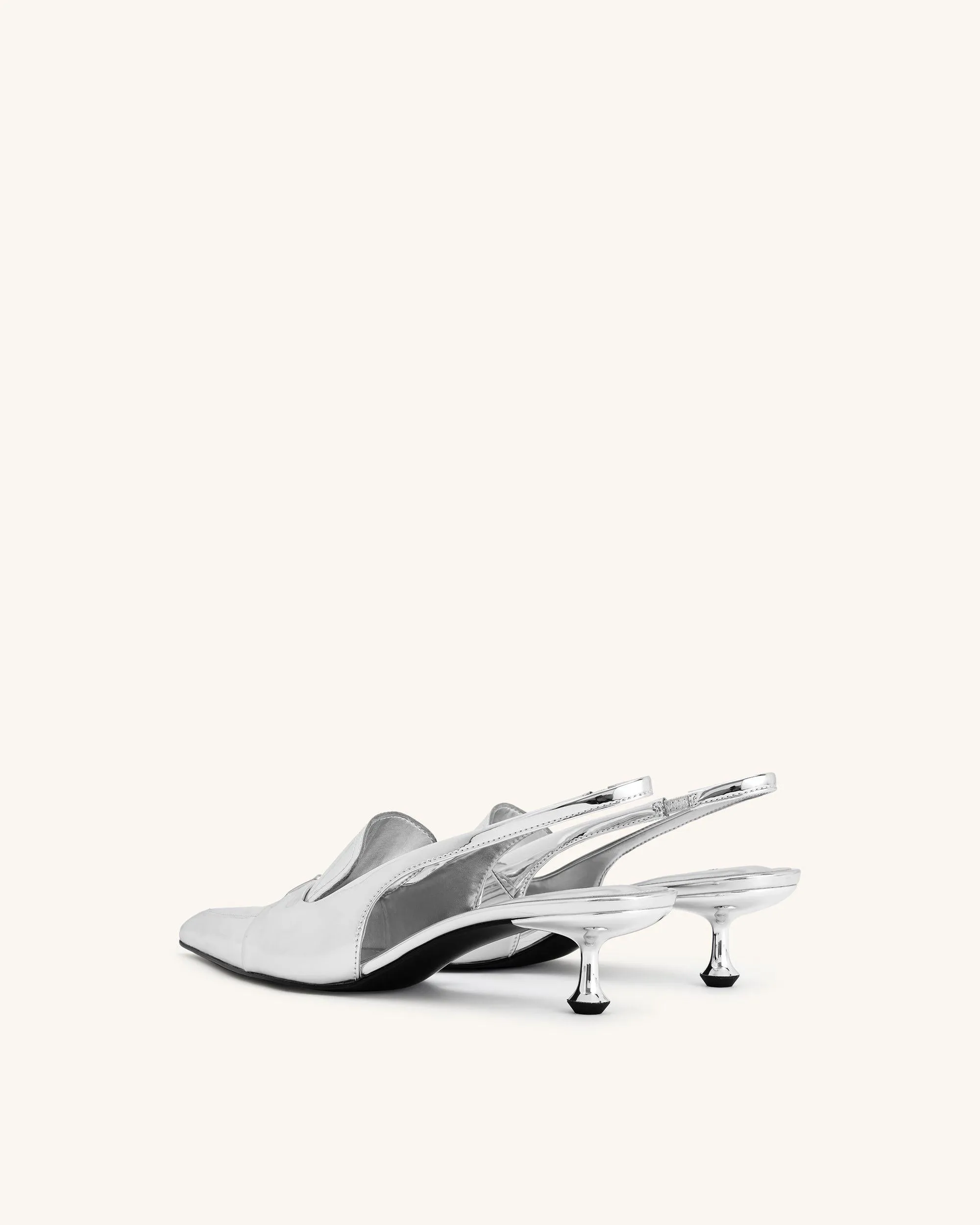 Carla Metallic Kitten Heel Pumps - Silver sold by JW PEI product image thumbnail 4