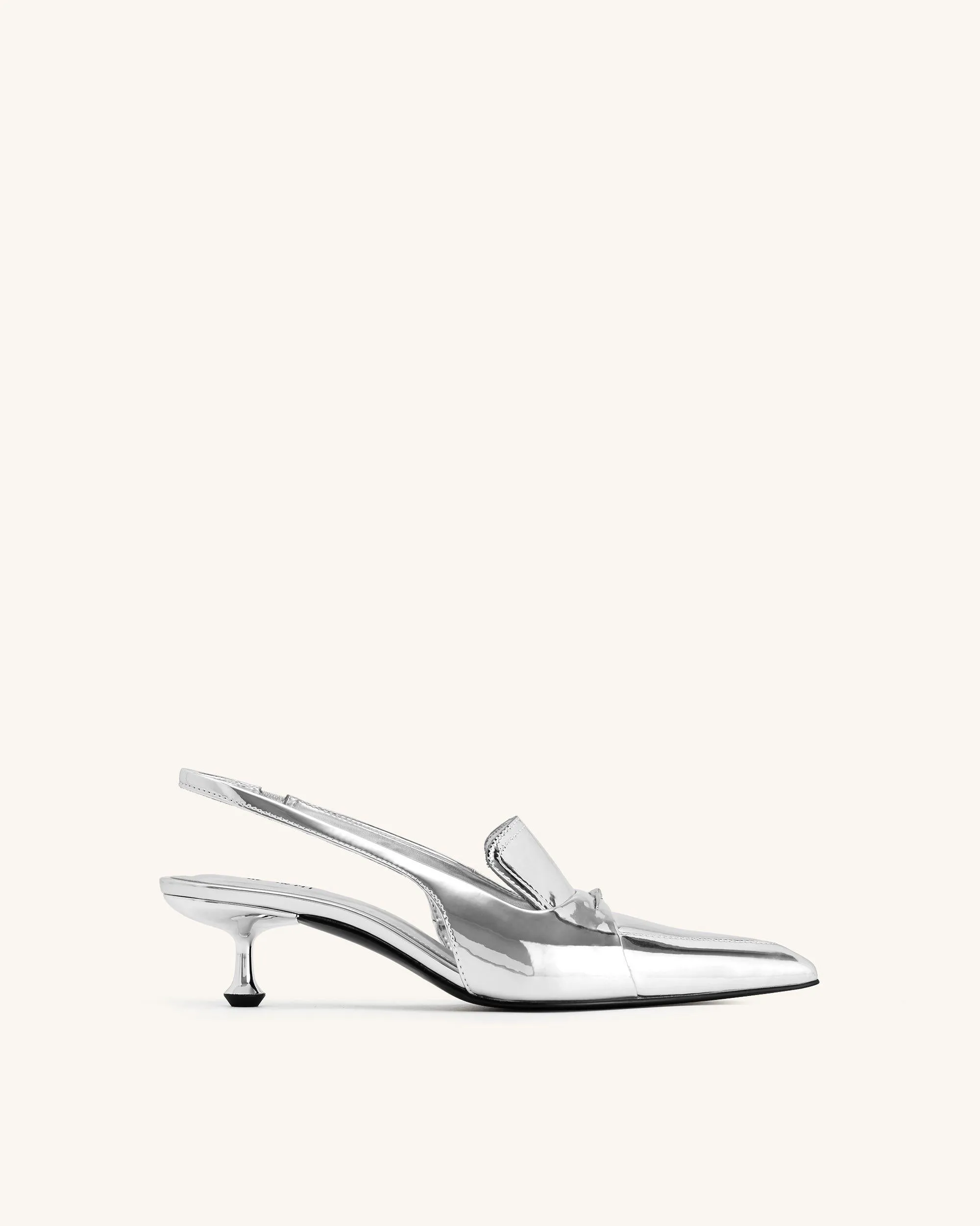 Carla Metallic Kitten Heel Pumps - Silver sold by JW PEI