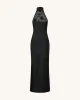 Uliana Black Floral Lace Halterneck Maxi Dress - Black sold by JW PEI