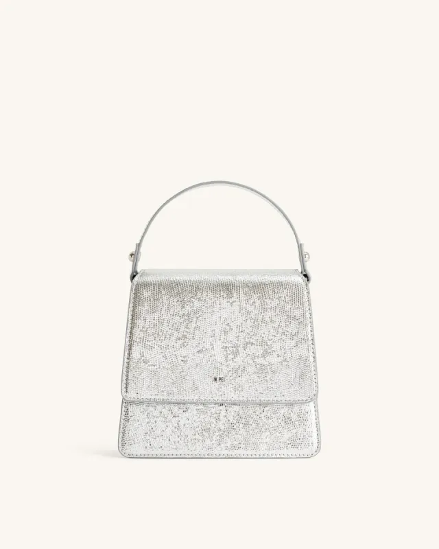 FAE Metallic Top Handle Crossbody - Silver Lizard sold by JW PEI