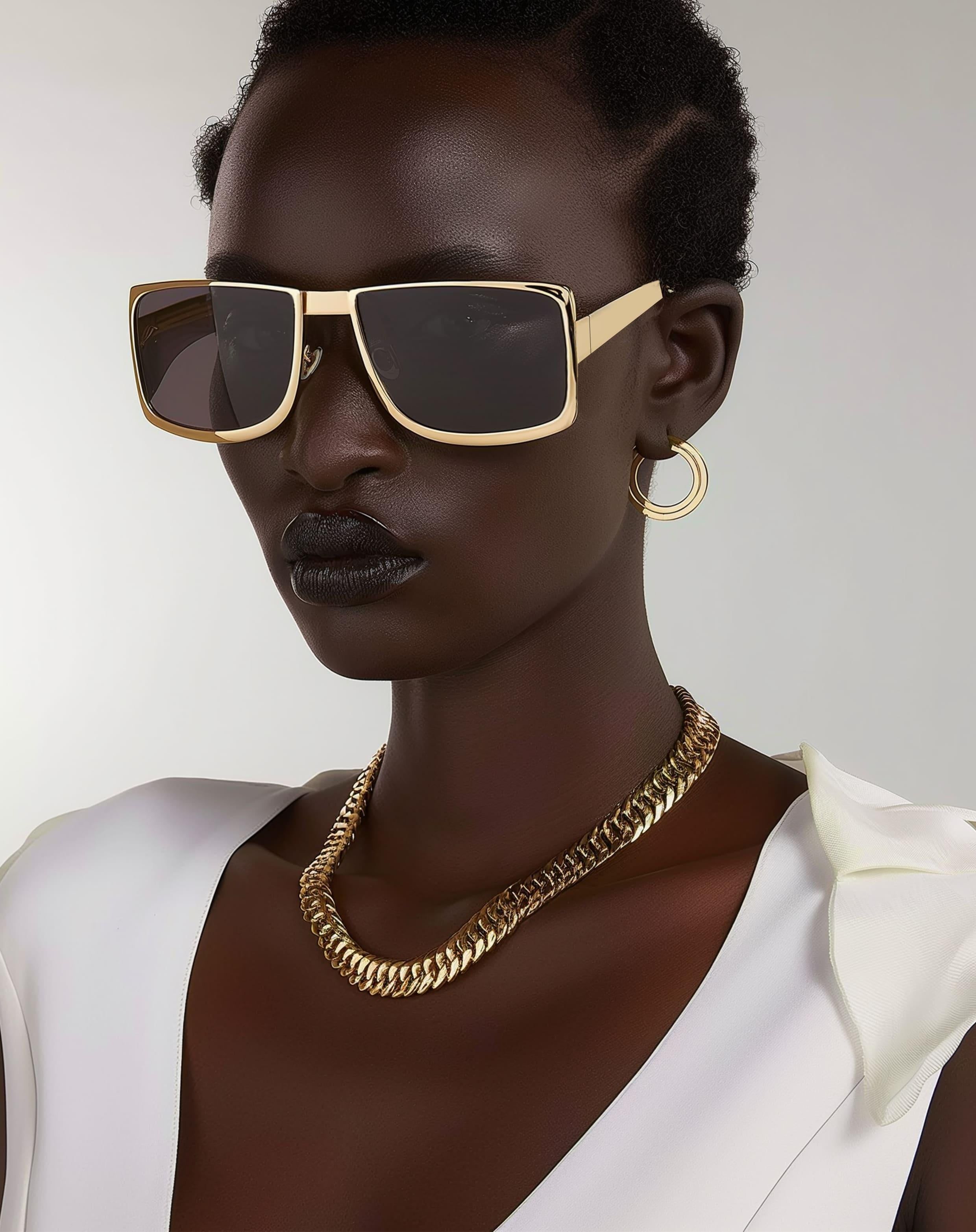Christine Square Frame Sunglasses - Gold sold by JW PEI