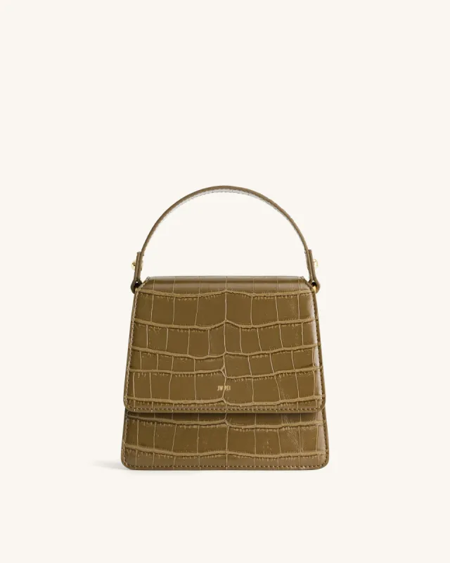 FAE Top Handle Crossbody - Dark Olive Croc sold by JW PEI