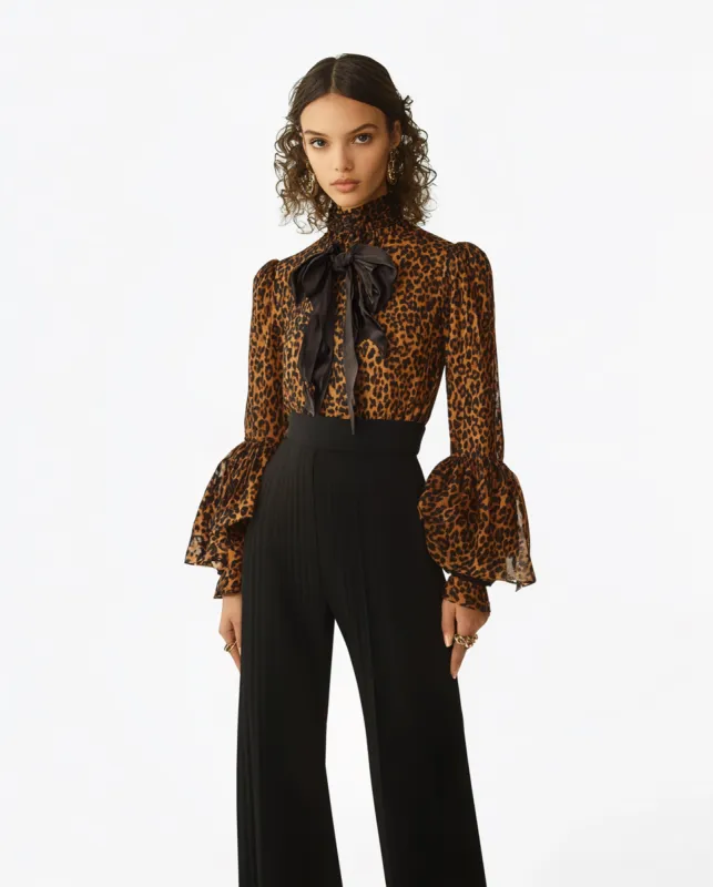 Chloe Leopard Print Blouse - Brown sold by JW PEI